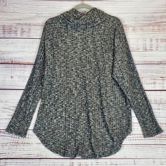 Michael Stars Lightweight Cowl Neck Gray White Ribbed Knit Sweater Size 2XL - Picture 2 of 9